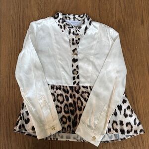 Roberto Cavalli Junior Viscose Satin Leopard Blouse